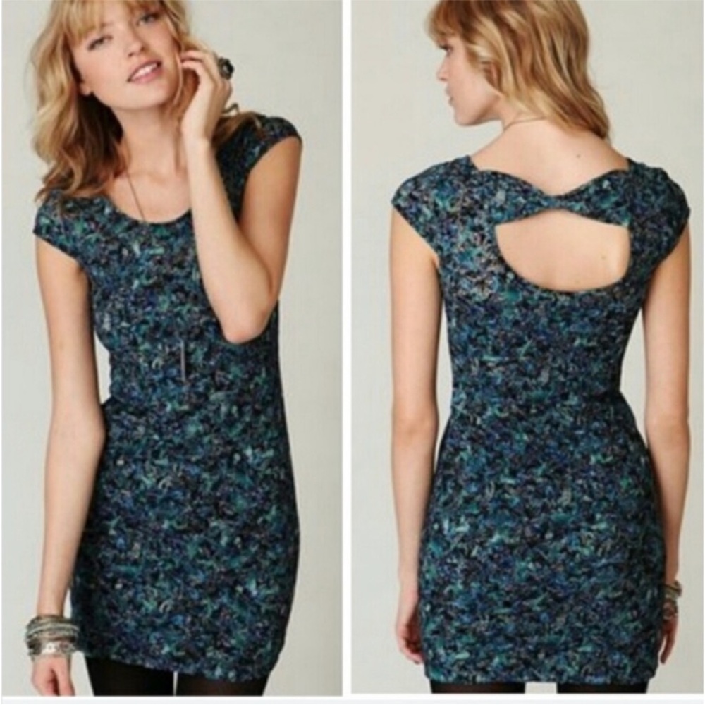Free People Everything Nice Cap Sleeve Lace Dress Blue Size S